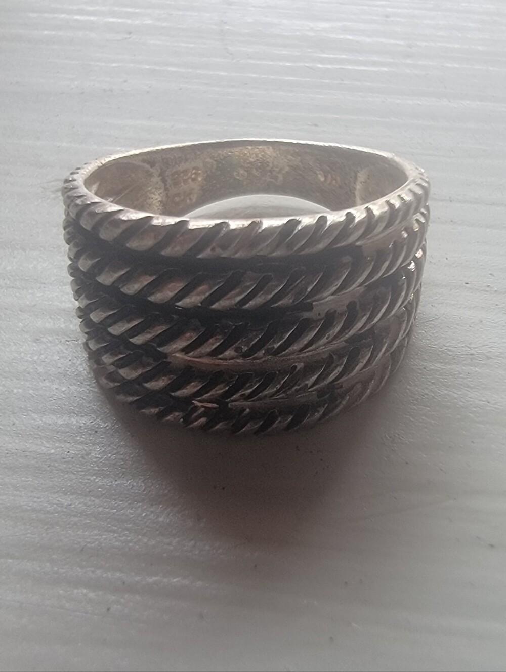 Textured Twisted Band Sterling Silver Ring